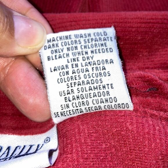 Corduroy Long Sleeve Red Button Down Shacket Jacket Top Red Maroon Womens XL - Picture 9 of 10